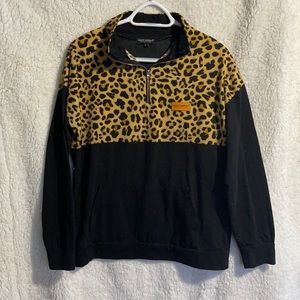 Cheetah print quarter zip